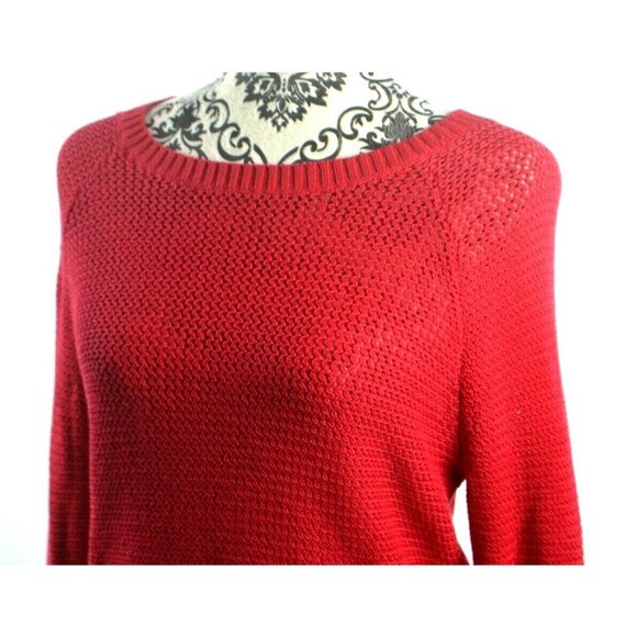 THE LOFT - Women's Crew Neck Sweater w/ Tied Sleeves, Color Red, Size Small, NWT - Picture 2 of 5